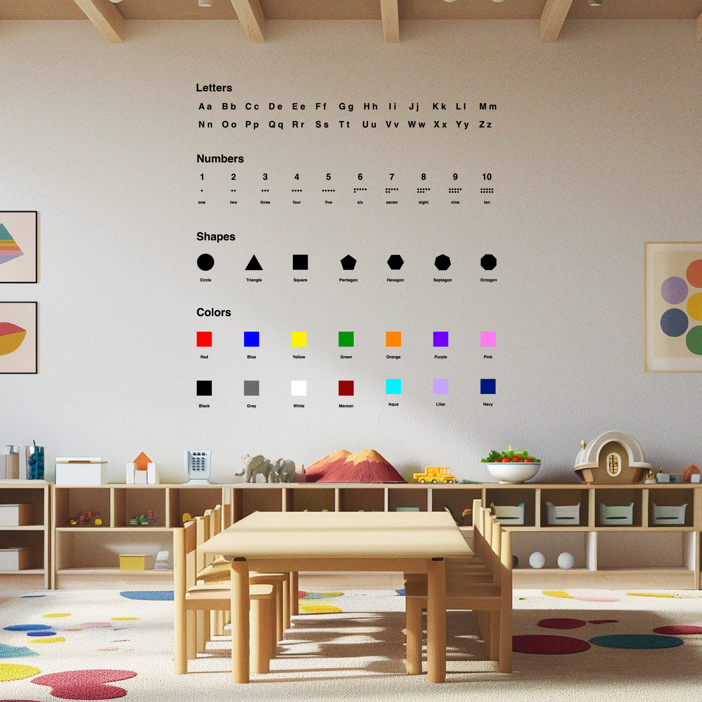 Educational Mega Wall - Letters - Numbers- Shapes - Colors